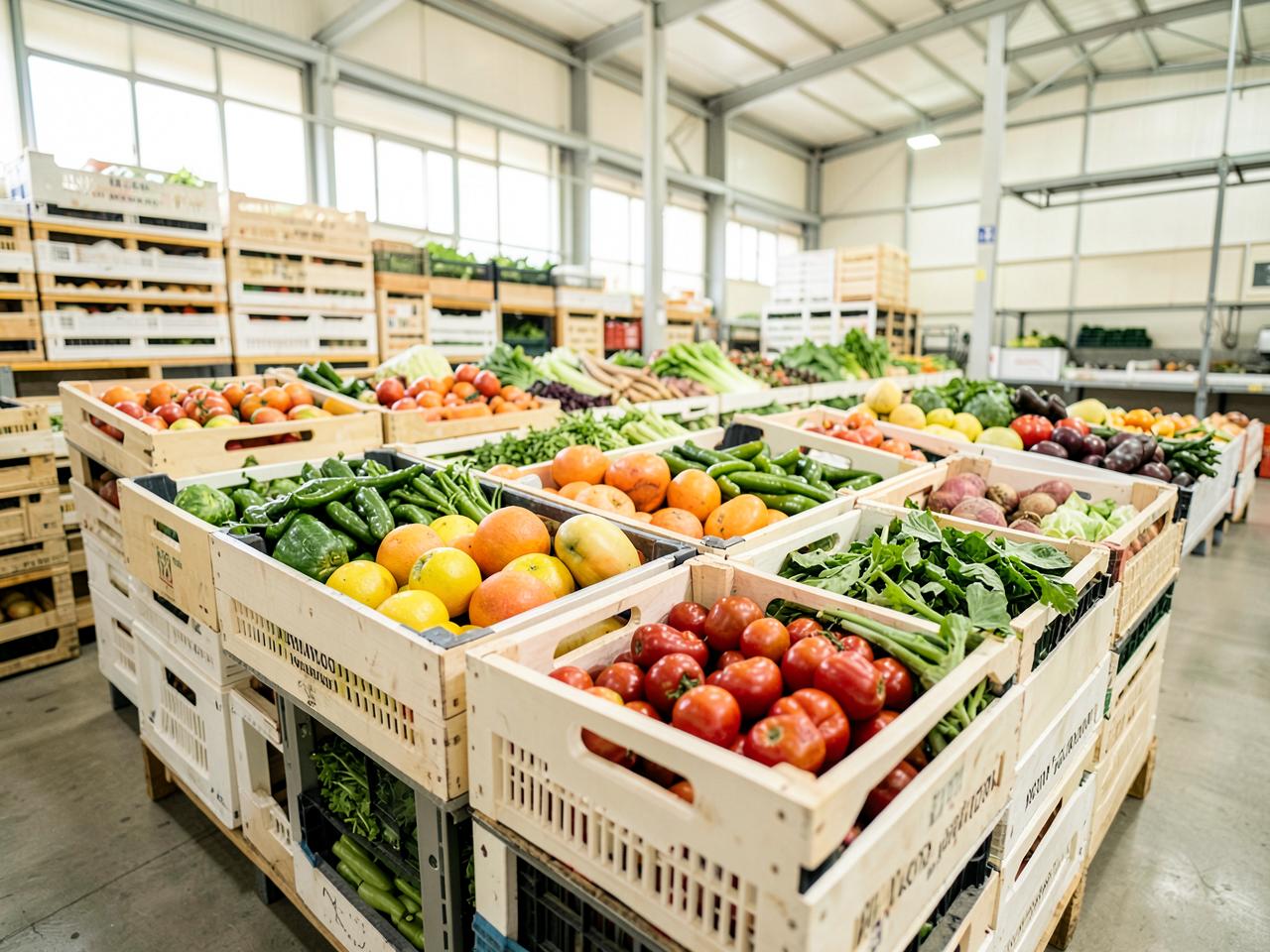 Graded produce in ventilated export cartons at a packhouse